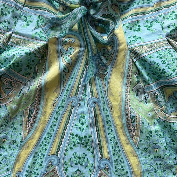 Women's Vintage Elie Tahari Elegant Green Paisley Spring Easter Skirt Size 2 - Picture 2 of 6